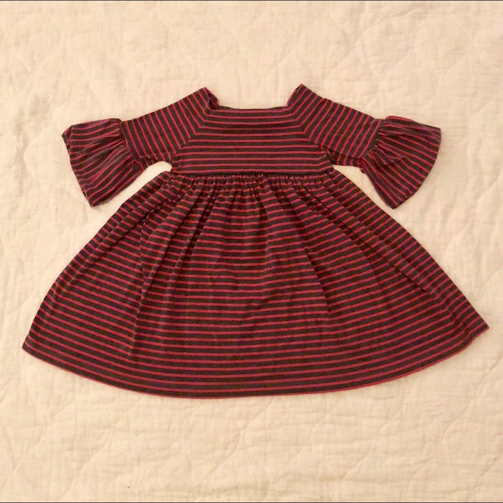 Dark gray and pink striped dress